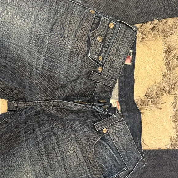 True Religion Men’s Snakeskin Indigo Jeans